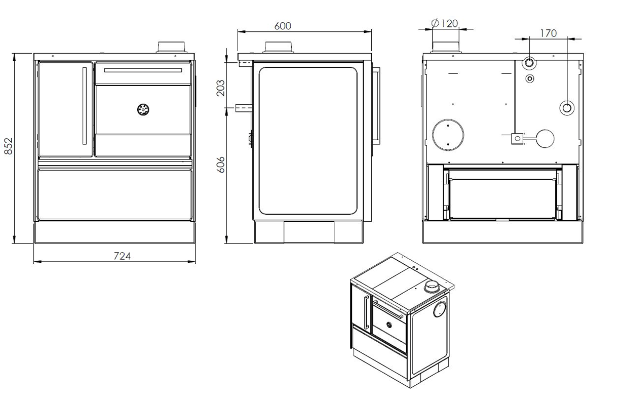 Elida WF - Kaminofen wasserführend - 11 kW – Bild 3