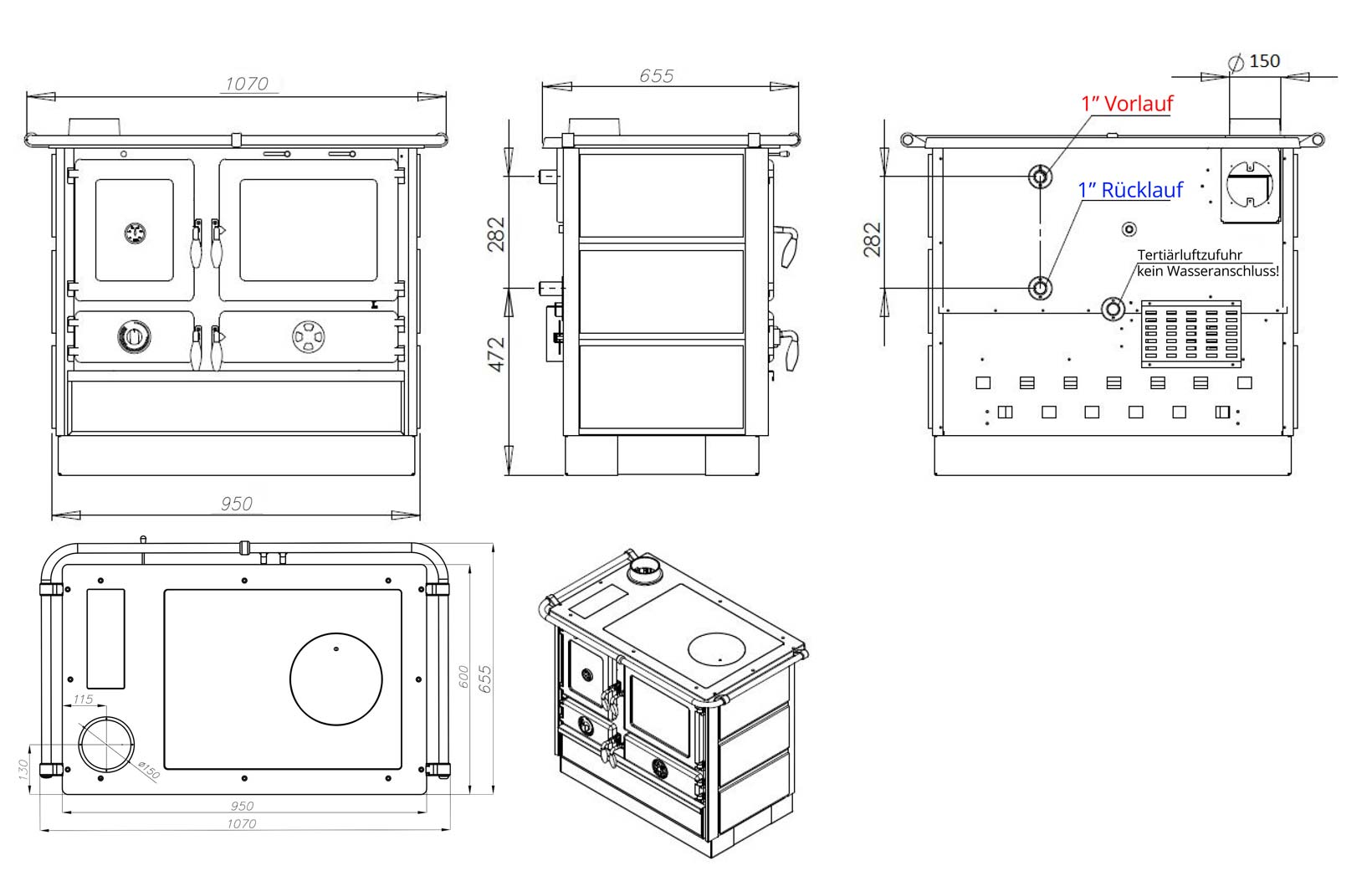 Wasserführender Küchenofen Amalia 16kW – Bild 2