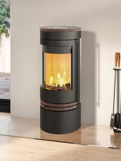 Lotus Kaminofen Orbis 1 Coffee Stone ecoLine , RR hinten od. RR oben / optional Griffvarianten
