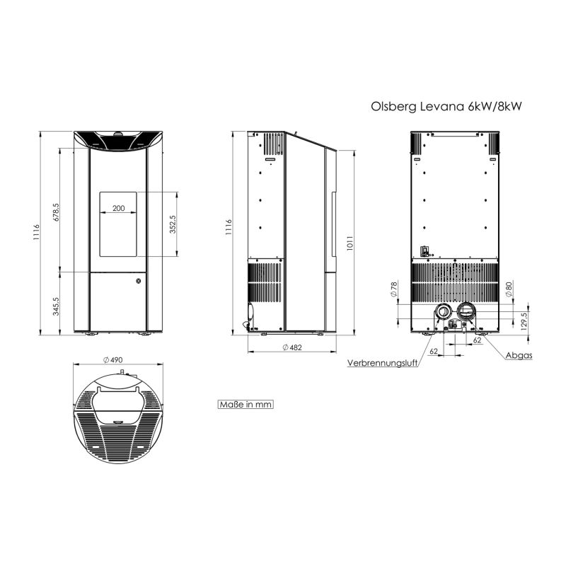Olsberg Levana 3.0 Pelletofen Stahl Schwarz/Keramik Caffe Arabica 6kW – Bild 5