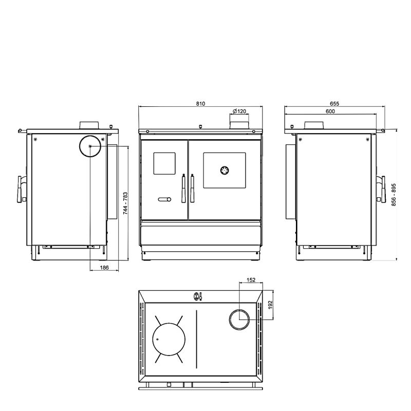 Haas+Sohn Küchenofen HSH 81 weiß rechts, Stahlkochplatte – Bild 3