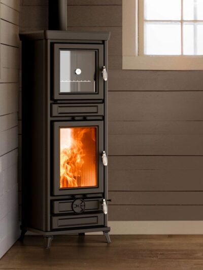 Thermorossi Anna Evo Easy Kaminofen Anthrazitgrau mit Backfach, Auslaufmodell