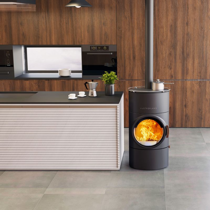 Austroflamm Clou compact Cook Kaminofen Stahl gussgrau, RR oben – Bild 9
