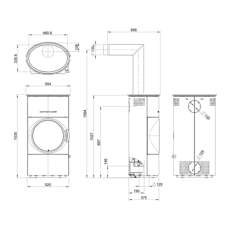 Austroflamm Clou compact Cook Kaminofen Stahl gussgrau, RR oben – Bild 11