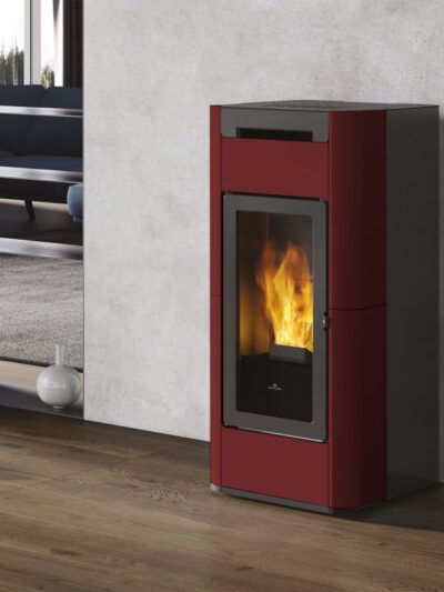 Edilkamin Tera H 30 EVO wasserführender Pelletofen Keramik Bordeaux inkl. Kit R-FX