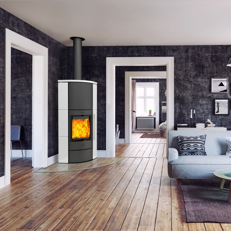 Fireplace Adelaide Eckkaminofen Stahl Schwarz | Keramik Mattweiß – Bild 5