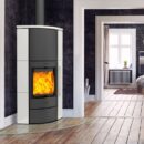Fireplace Adelaide Eckkaminofen Stahl Schwarz | Keramik Mattweiß