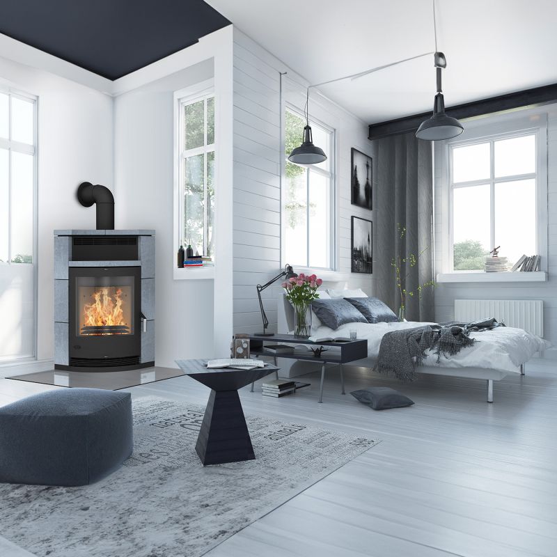 Fireplace Lyon Eckkaminofen Stahl Schwarz | Speckstein – Bild 5