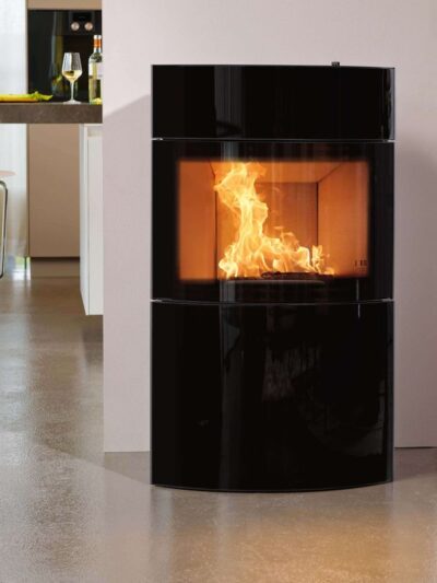 Austroflamm Fynn Xtra 2.0 Kaminofen Stahl / Schwarz, Glasfront Oben + Unten