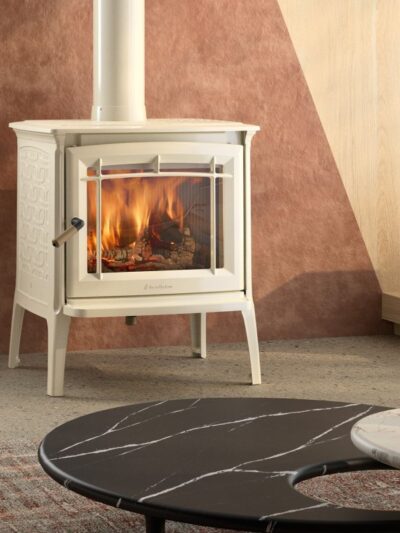Hergom Shelburne Kaminofen Gusseisen Beige emailliert