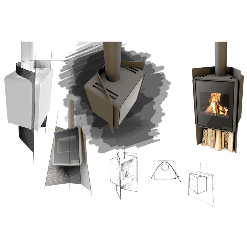 HS Flamingo Deluxe Island Kaminofen Braun – Bild 11