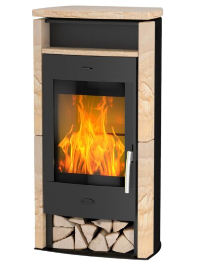 Fireplace Santiago Kaminofen Sandstein Schwarz 6 kW