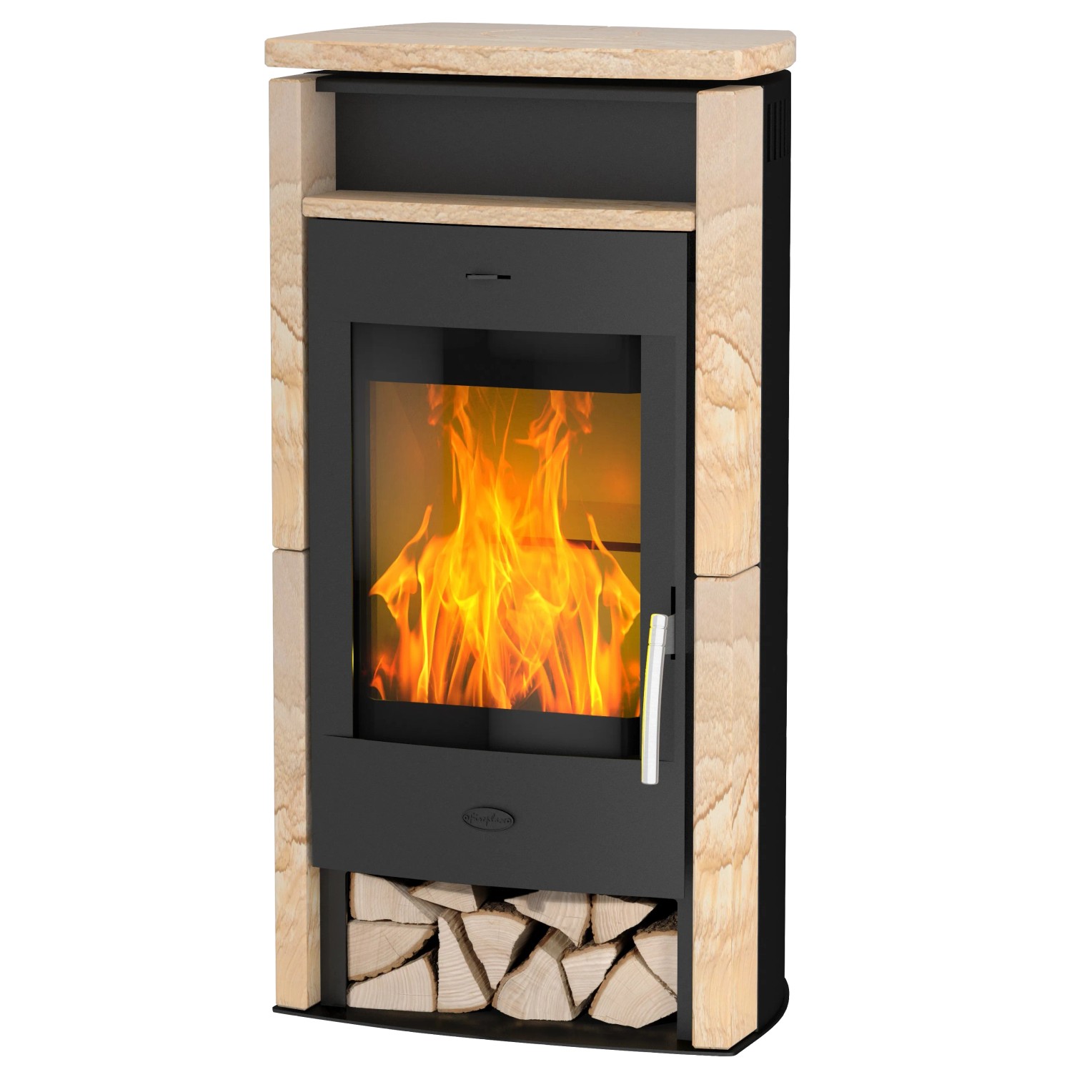Fireplace Santiago Kaminofen Sandstein Schwarz 6 kW