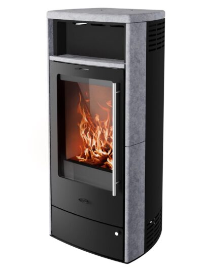 Fireplace Torino Kaminofen Speckstein Schwarz 6 kW mit Automatik