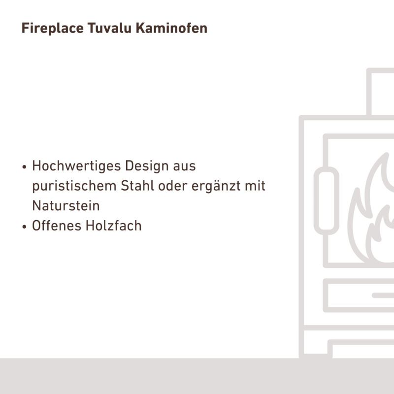 Fireplace Tuvalu Kaminofen Stahl Schwarz | Topplatte Sandstein – Bild 8