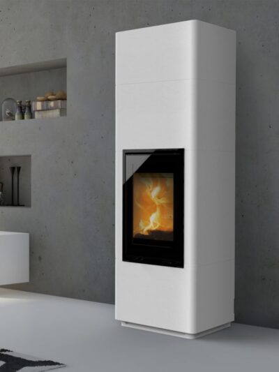 Lotus Beto 700 Plus Kaminofen Magic Tür, Topplatte Grau, Rauchabgang hinten