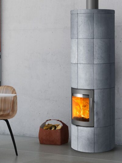 Lotus M3 Kaminofen Grau/ Speckstein, Rauchabgang oben