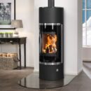 Oranier Arena Aqua 2.0 wasserführender Kaminofen Stahl Schwarz mit Abdeckplatte Glas