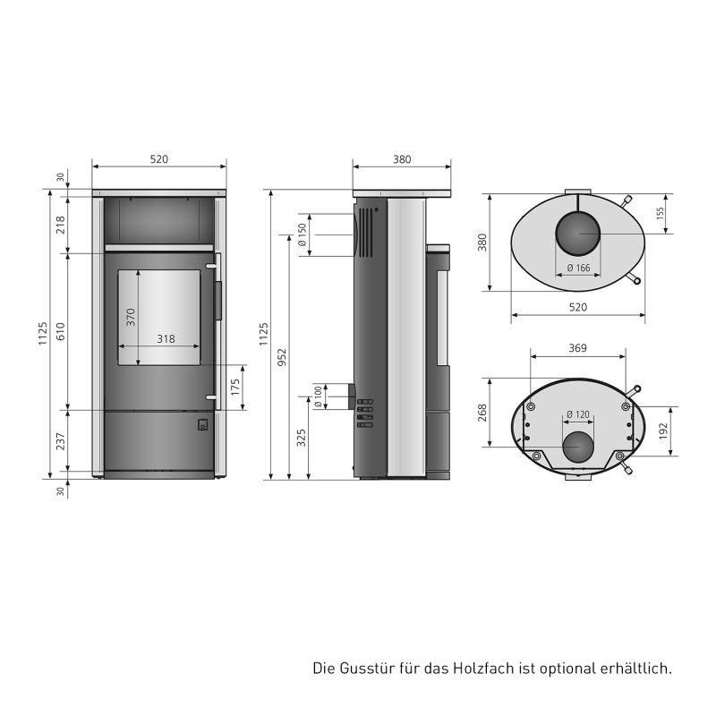 Oranier Polar Neo 4 Kaminofen Stahl Schwarz / Keramik Seidenweiß – Bild 5