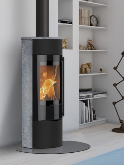 Lotus Prestige Magic 40 Kaminofen Schwarz/ Speckstein, RR hinten od. RR oben / optional Griffvarianten
