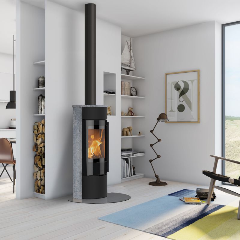 Lotus Prestige Magic 40 Kaminofen Schwarz/ Speckstein, RR hinten od. RR oben / optional Griffvarianten – Bild 4