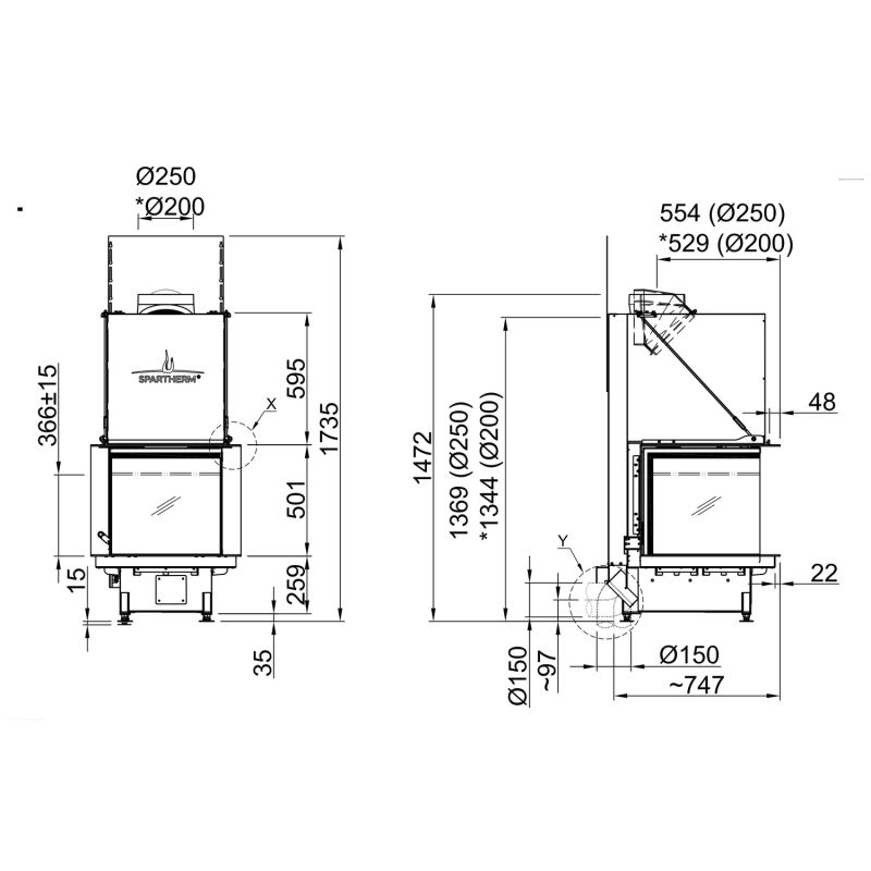 Spartherm Premium A-U-50h Kamineinsatz 250 mm – Bild 5