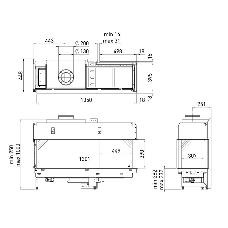 Spartherm DRU Metro 130XTL-41 RCH Gas-Kamineinsatz G31 / Rechts / Ceraglas / Clear View – Bild 2