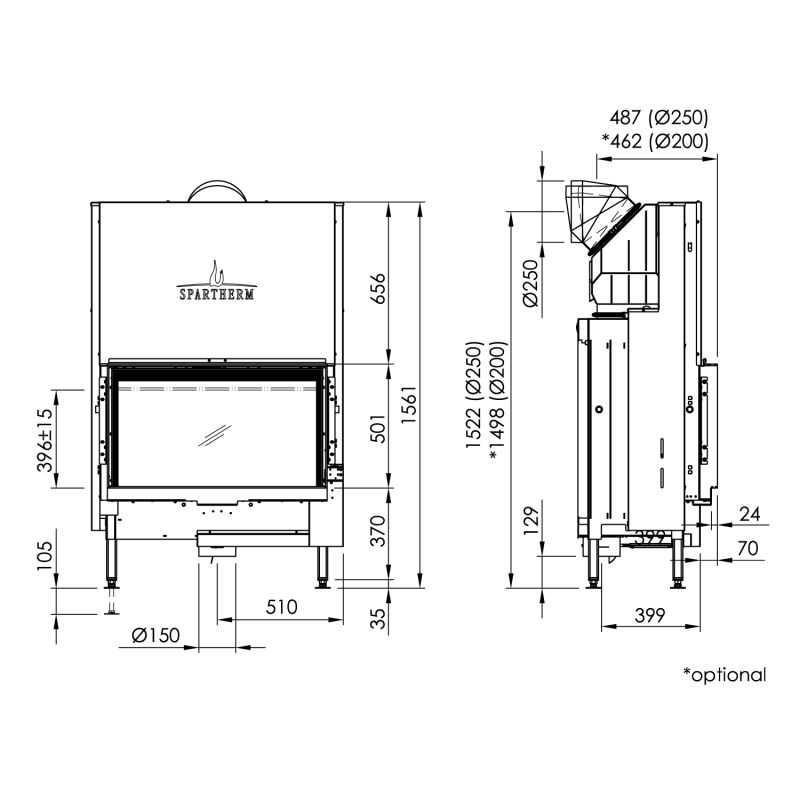 Spartherm Premium V-1V-87h Kamineinsatz RRA Ø 200 mm – Bild 4