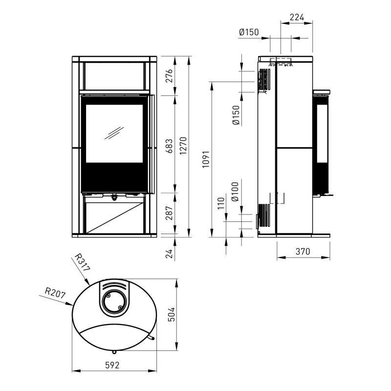 Spartherm Sino City Kaminofen Schwarz / Sandstein Sahara – Bild 6