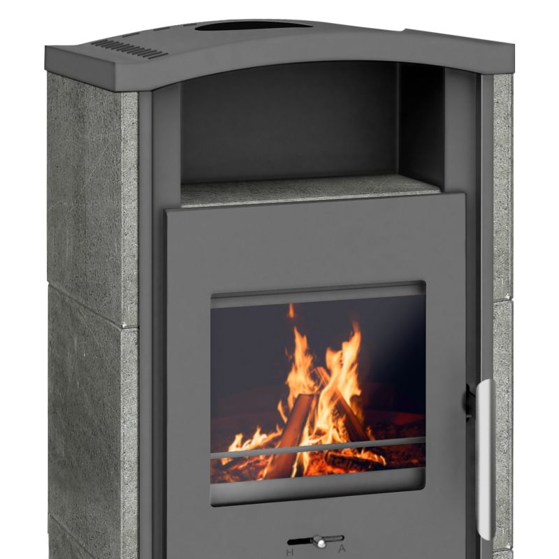 Wamsler Gron Kaminofen Stahl gussgrau/ Naturstein – Bild 2