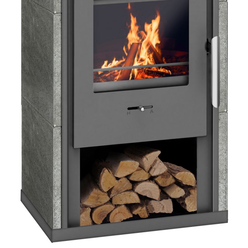 Wamsler Gron Kaminofen Stahl gussgrau/ Naturstein – Bild 3