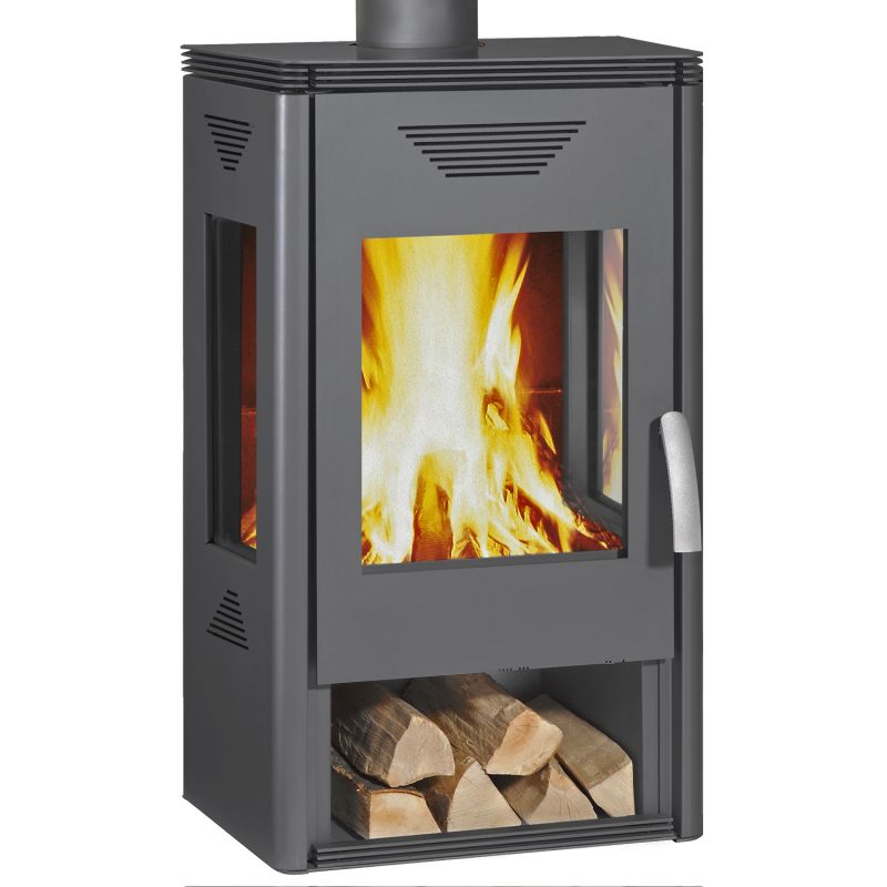 Wamsler Trion H Kaminofen Stahl Grau mit Holzlagerfach – Bild 3