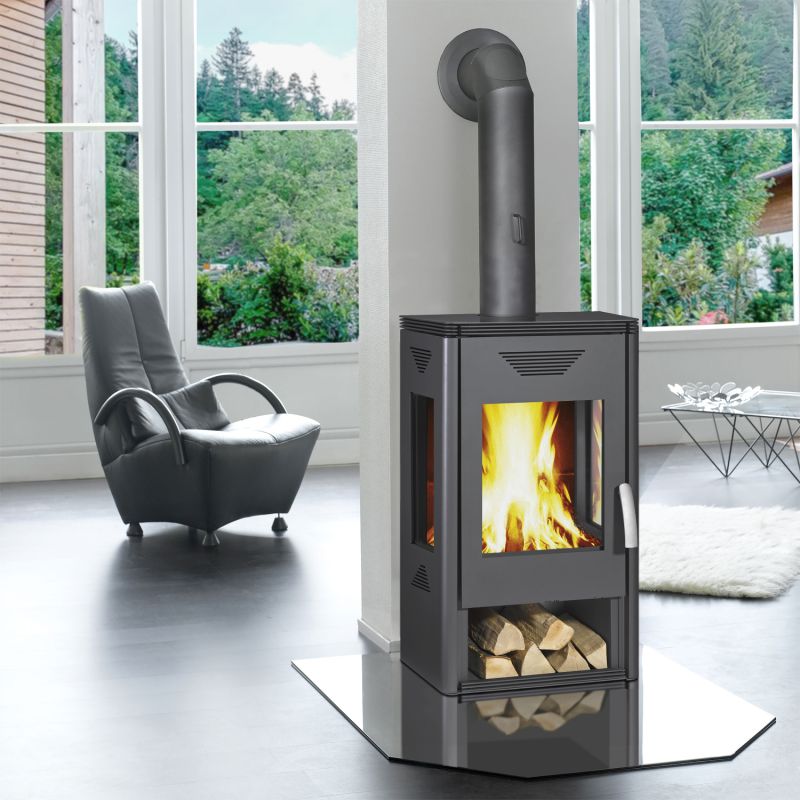 Wamsler Trion H Kaminofen Stahl Grau mit Holzlagerfach – Bild 4